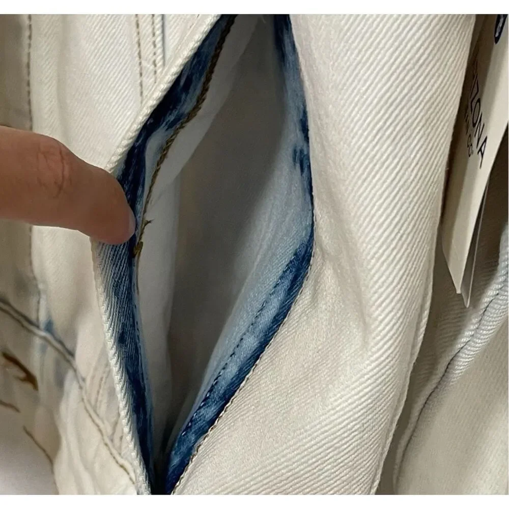 NWT ARIZONA JEAN CO Jacket Men's Small White Blue Extreme Bleach‎ Denim Cotton
